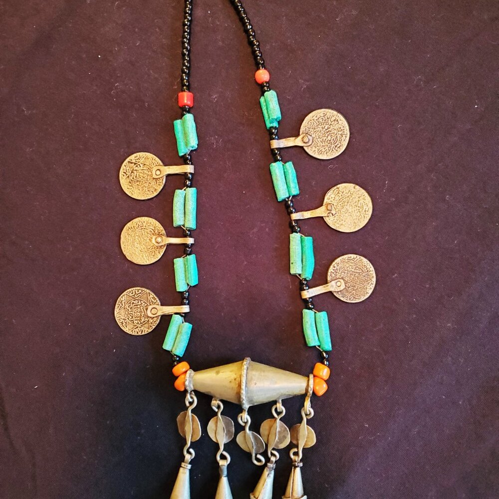Vintage Moroccan Berber Bead and Charm Statement Necklace - Picture 5 of 7